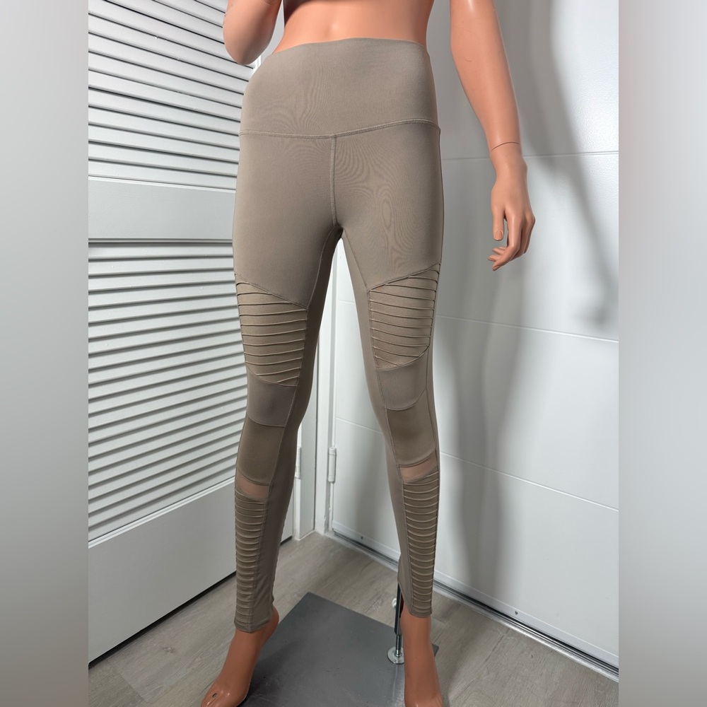 ALO Yoga high-waist moto leggings dune tan mesh small